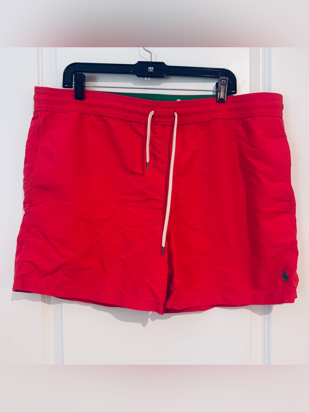 Polo Ralph Lauren Traveler Swim Shorts Men's XL Red/pink Green Pony EUC